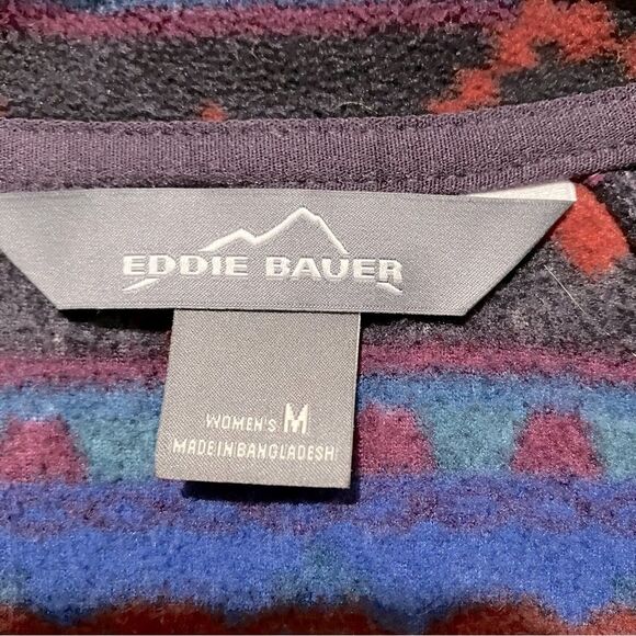 Eddie Bauer Quarter Zip Pullover Southwest Azetc Print Fleece Women Size Medium - Picture 6 of 7